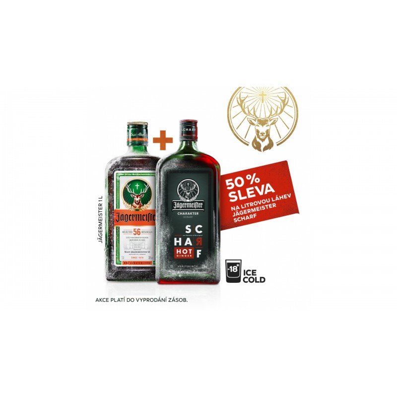 Jägermeister 1L 35% AKCE 1+1 Jägermeister SCHARF 1L za polovinu