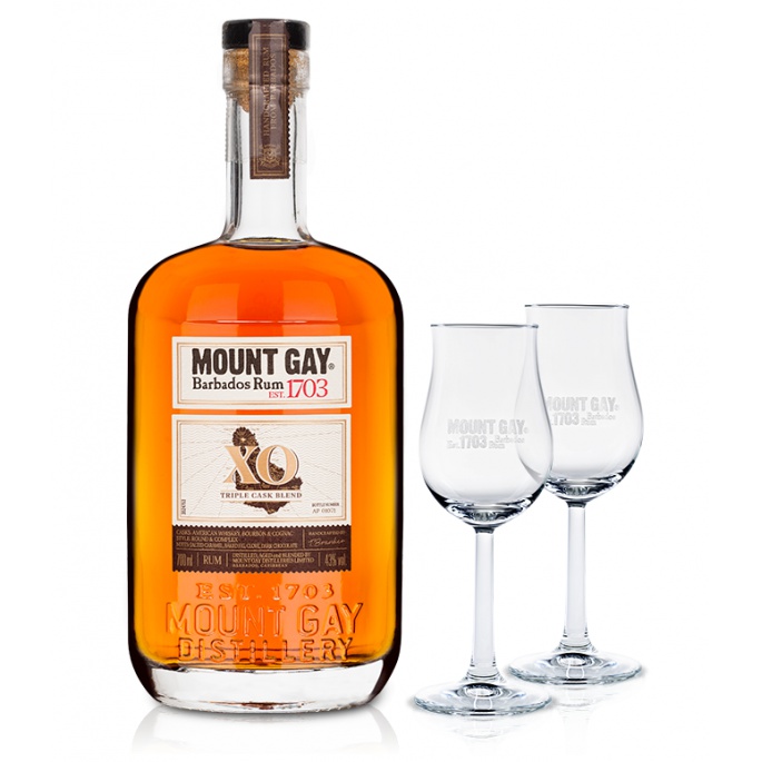 Mount Gay Xo Extra Old 0,7l 43% se sadou degustačních skleniček zdarma
