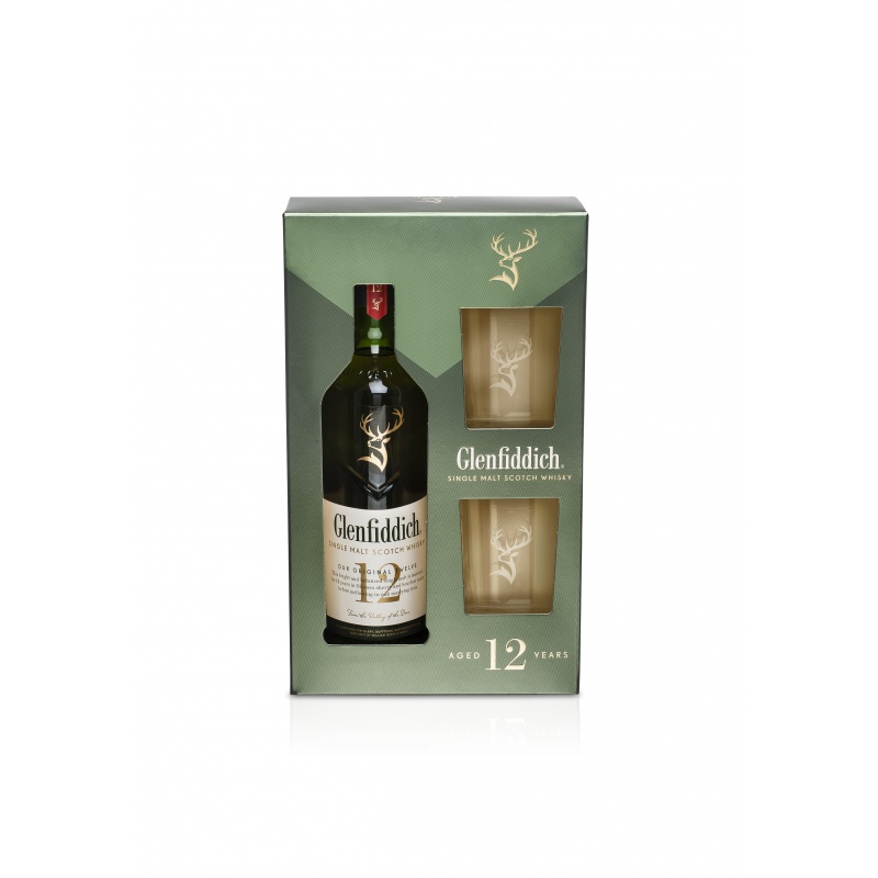 Glenfiddich 12YO 0,7L 40% dárková kazeta se dvěma skleničkami