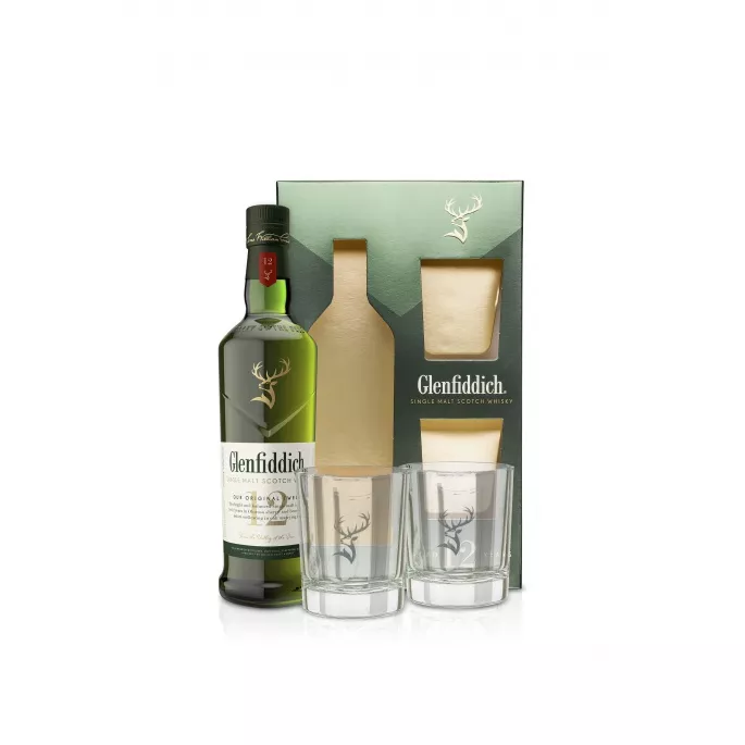 Glenfiddich 12YO 0,7L 40% dárková kazeta se dvěma skleničkami
