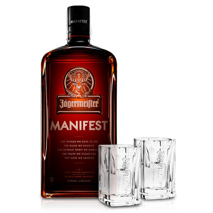Jägermeister MANIFEST 1l 38% se dvěma skleničkami zdarma