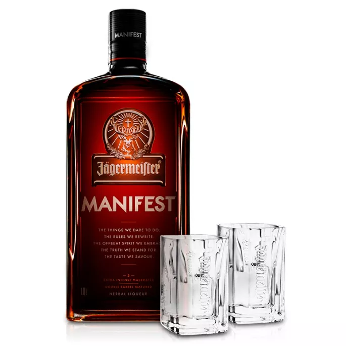Jägermeister Manifest 1L 38% se dvěma skleničkami zdarma