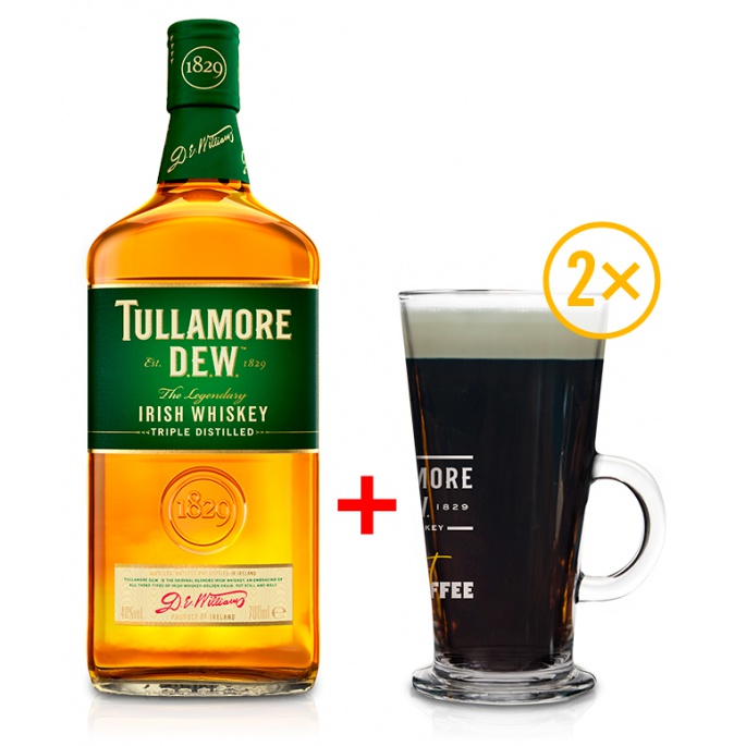 Tullamore D.E.W. 0,7l 40% se dvěma skleničkami
