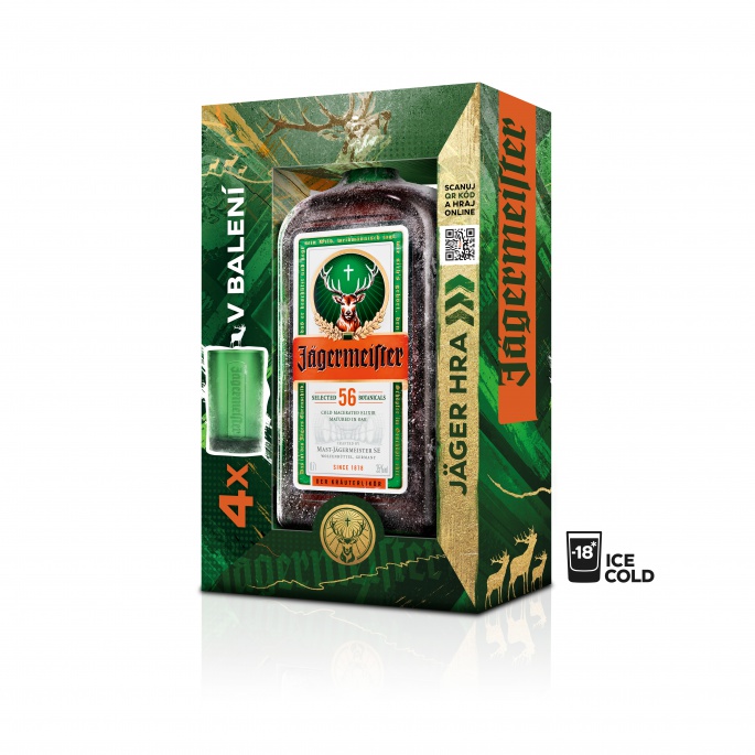 Levně JÄGERMEISTER FRAME 0,7L - Limitovaný herní pack s panáky