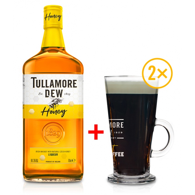 Levně Tullamore D.E.W. Honey 0,7L 40% se dvěma skleničkami
