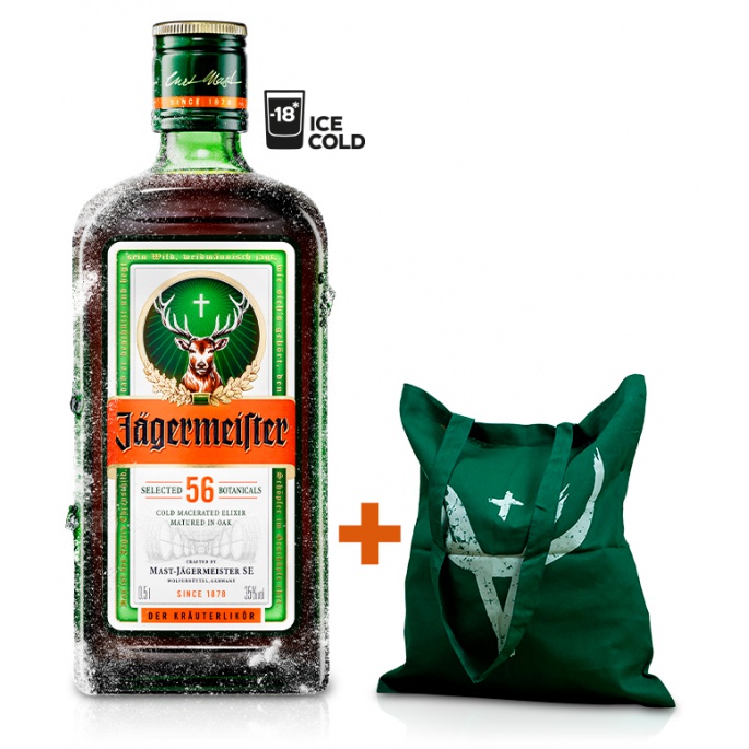 Jägermeister 35% 0,5L +textilní taška přes rameno