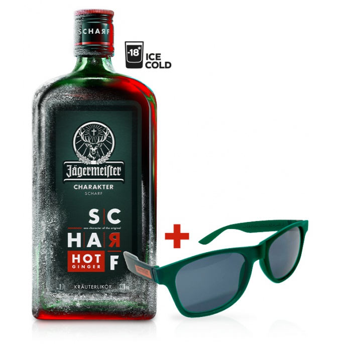 Jägermeister SCHARF 0,7l 33% + sluneční brýle Jägermeister navíc