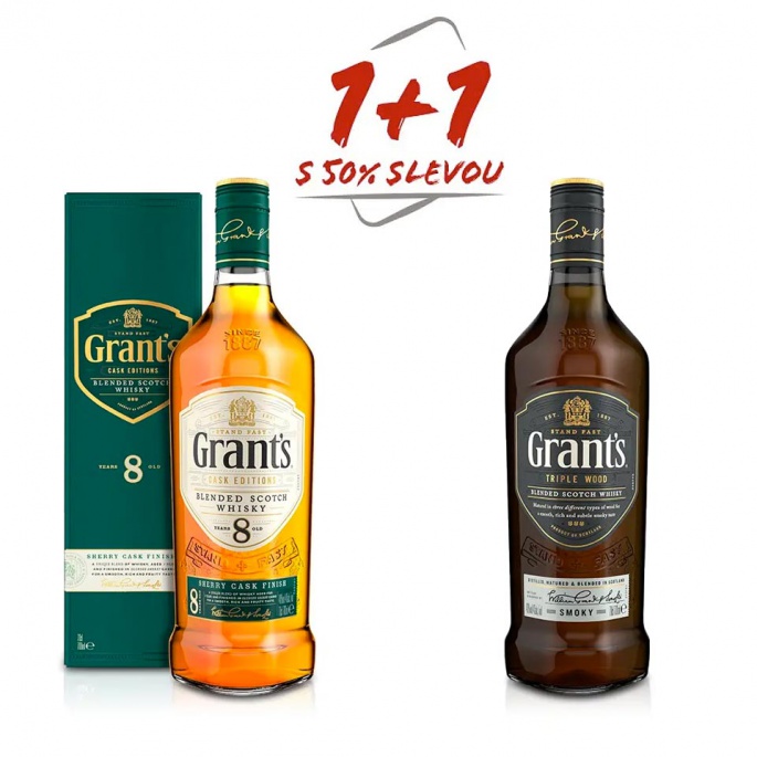 Grant´s Sherry Cask 8YO 0,7l 40% AKCE 1+1 s Grant´s Smoky 0,7l 40% za polovinu
