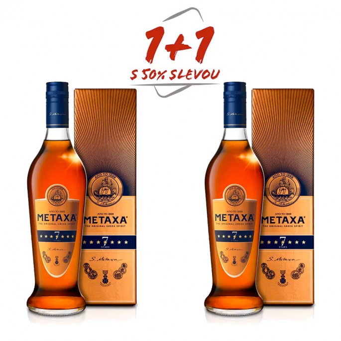 Metaxa 7* 0,7l 40% v krabičce AKCE 1+1 s druhou lahví za polovinu