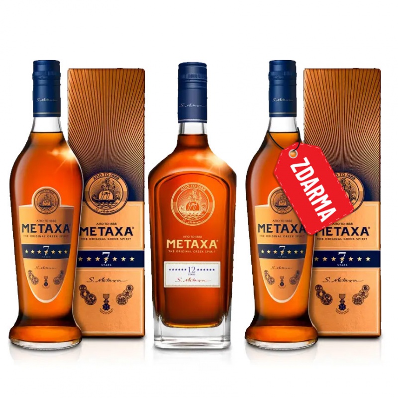 Výhodná sada Metaxa s lahví Metaxa 7* 0,7l 40% v krabičce navíc