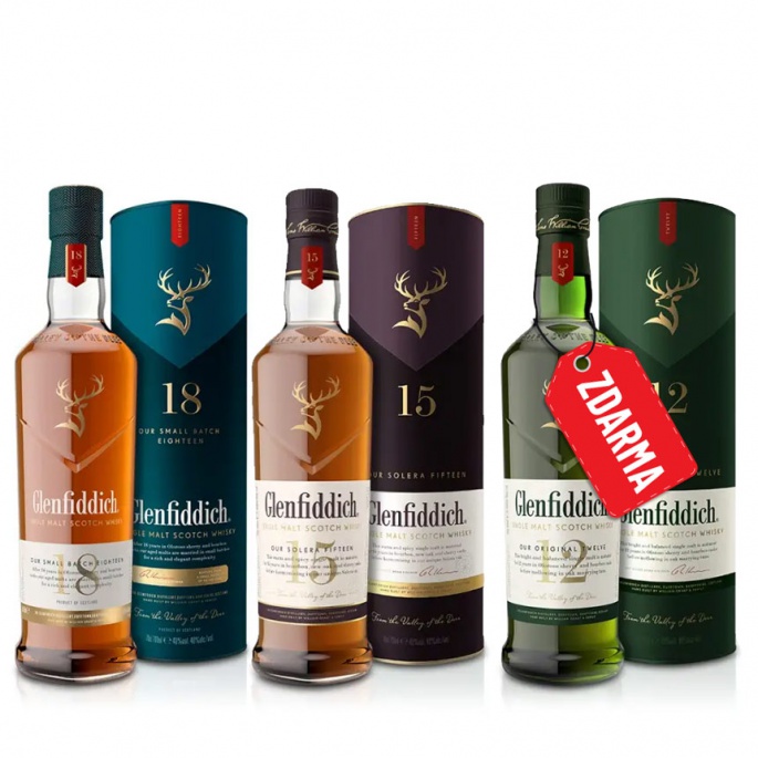 Výhodná sada whisky Glenfiddich s lahví Glenfiddich 12 YO 0,7l 40% navíc