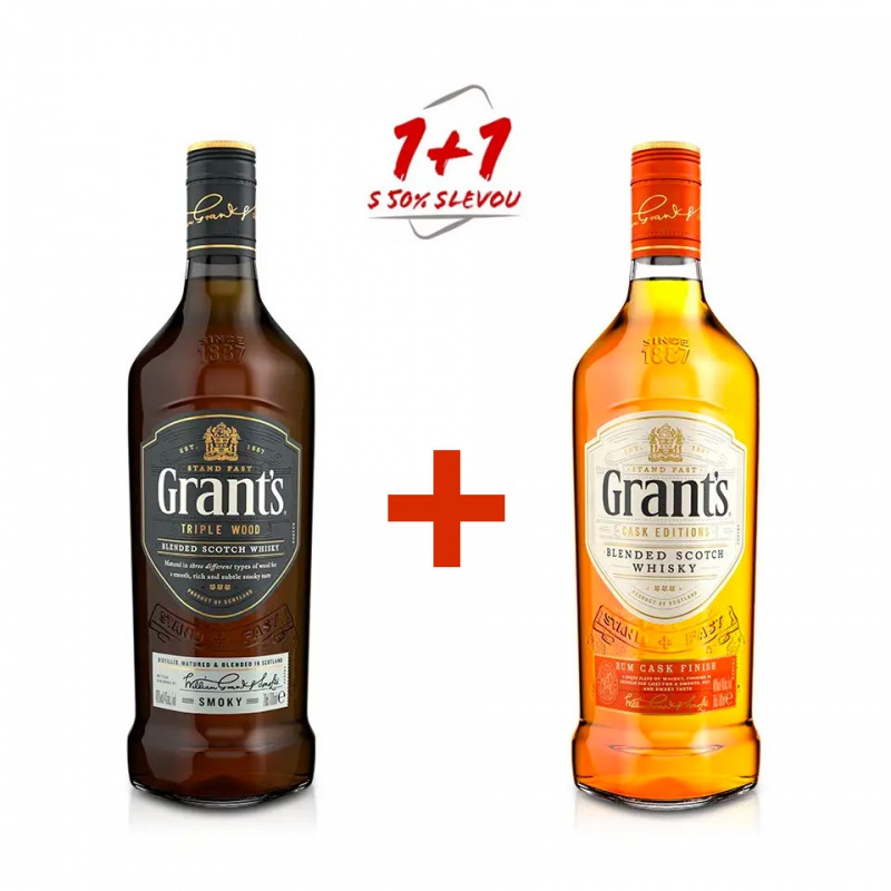 Grant´s Smoky 0,7l 40% AKCE 1+1 s Grant´s Rum Cask Finish 0,7l 40% za ...