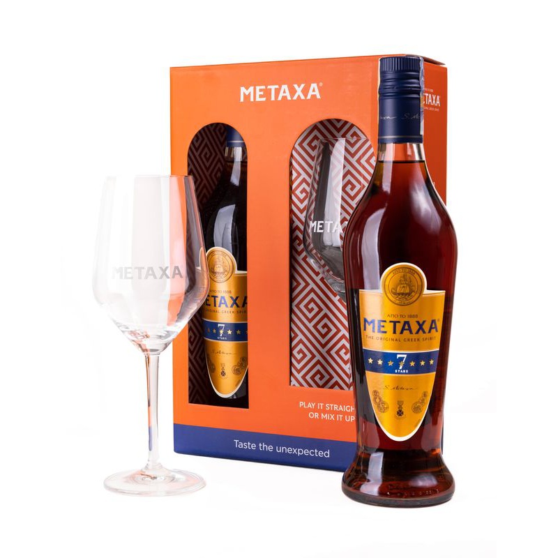 Metaxa 7* 0,7L 40% v krabičce se dvěma skleničkami