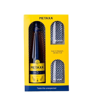 Metaxa 5* 0,7L 38% v krabičce se dvěma skleničkami