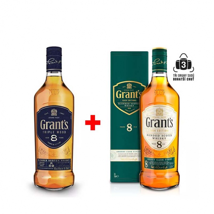 Výhodný balíček: Grant´s Triple Wood 8YO 0,7L a Grant´s Sherry Cask 8YO 0,7L s 20% slevou