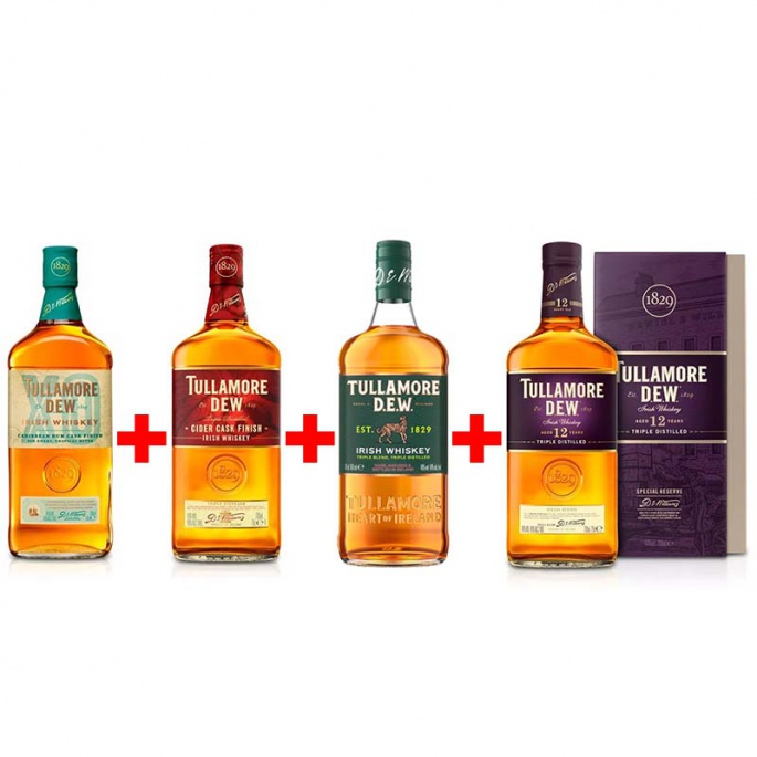 Levně Ochutnej Tullamore D.E.W. 2 - výhodná sada 4 druhů whisky