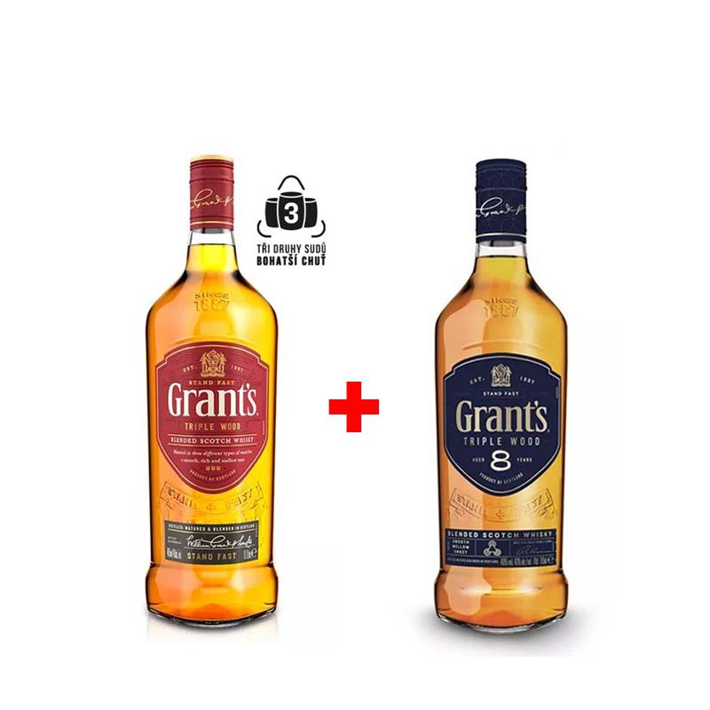 Výhodný balíček: Grant´s Triple Wood 1l a Grant´s Triple Wood 8YO 0,7L s 20% slevou