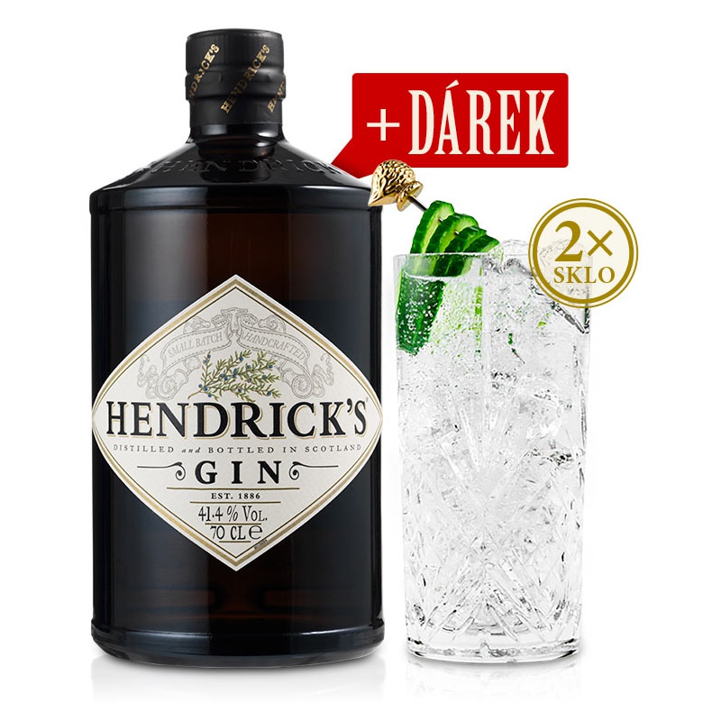 Hendrick´s Gin 0,7L 41,4% + 2x broušená sklenice  jako dárek