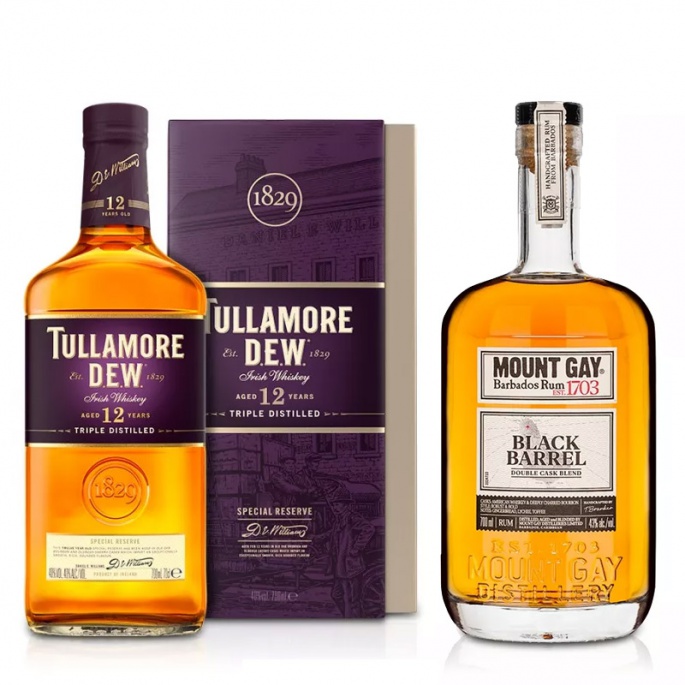 Výhodný balíček: Tullamore D.E.W. 12YO 0,7L a Mount Gay Black Barrel 0,7L s 20% slevou