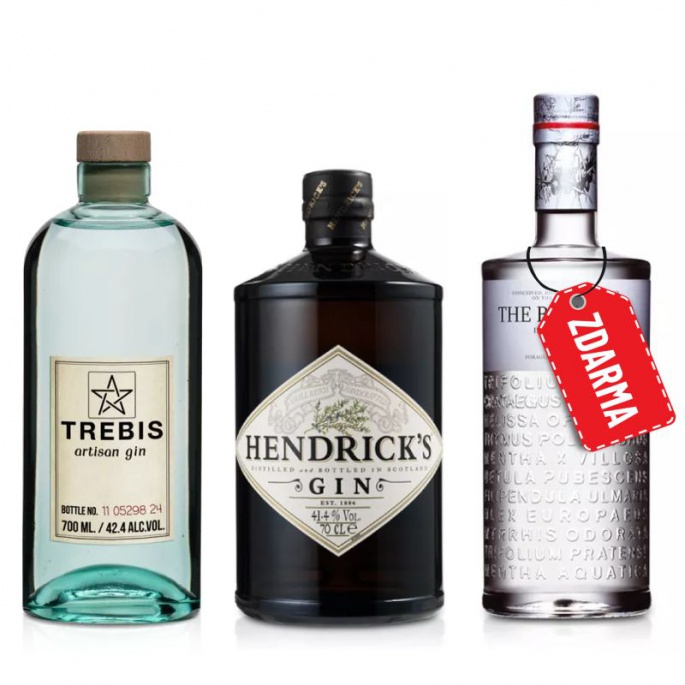 Trebis artisan gin 0,7L + Hendrick´s Gin 0,7L + The Botanist Islay Dry Gin 0,7L zdarma