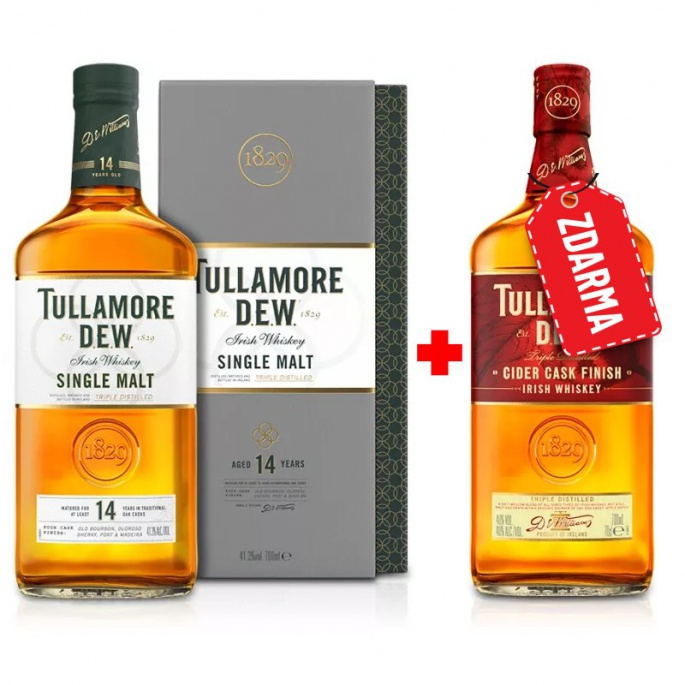 Akce 1+1: Tullamore D.E.W. 14YO Single Malt 0,7L + Tullamore D.E.W. Cider Cask 0,7L ZDARMA