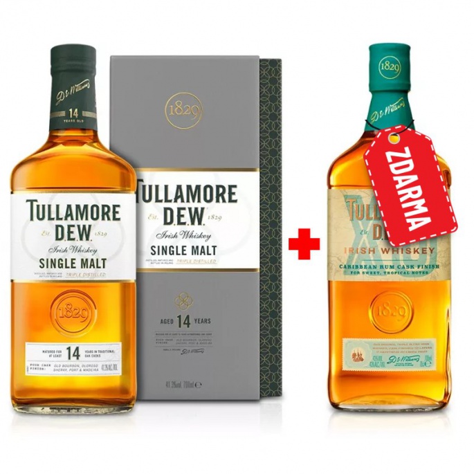 Akce 1+1: Tullamore D.E.W. 14YO Single Malt 0,7L + Tullamore D.E.W. Rum Cask 0,7L ZDARMA