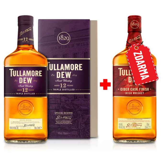 Akce 1+1: Tullamore D.E.W. 12YO 0,7L + Tullamore D.E.W. Cider Cask 0,7L ZDARMA