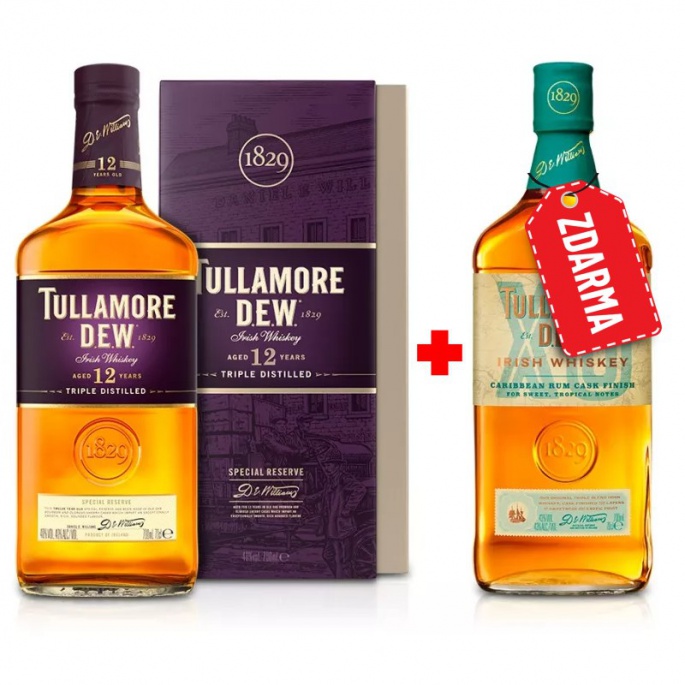 Akce 1+1: Tullamore D.E.W. 12YO 0,7L + Tullamore D.E.W. XO Rum Cask 0,7L ZDARMA