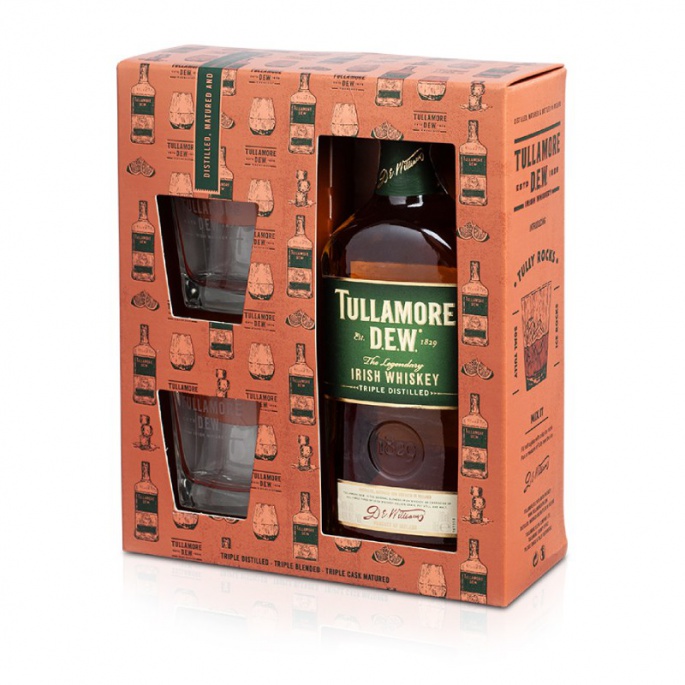 Tullamore D.E.W. 0,7L 40% dárkové balení se dvěma skleničkami