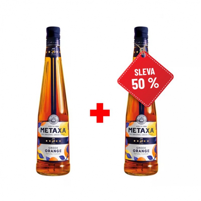 Metaxa 5* Greek Orange 0,7L AKCE 1+1 s druhou lahví za polovinu