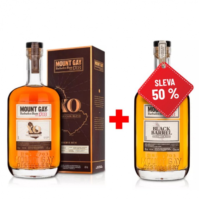 Výhodný balíček: Mount Gay XO Extra Old 0,7L a Mount Gay Black Barrel 0,7L za polovinu