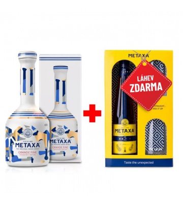 Akce 1+1: Metaxa Grande Fine 0,7L + Metaxa 5* 0,7L v krabičce se dvěma skleničkami ZDARMA