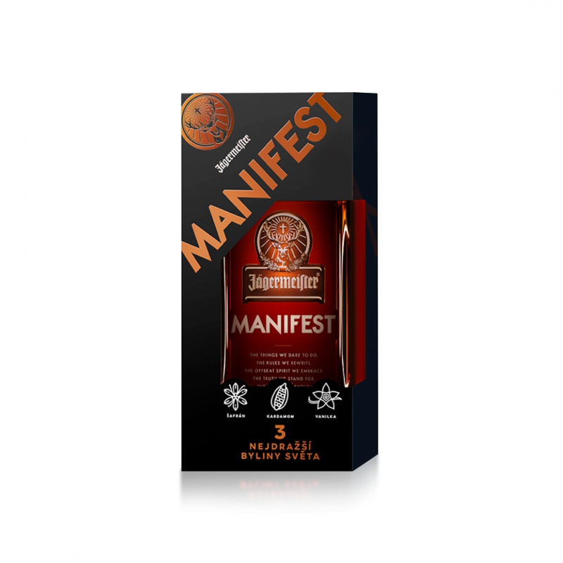 Jägermeister Manifest 0,5L 38% AKCE 1+1 s druhou lahví za polovinu