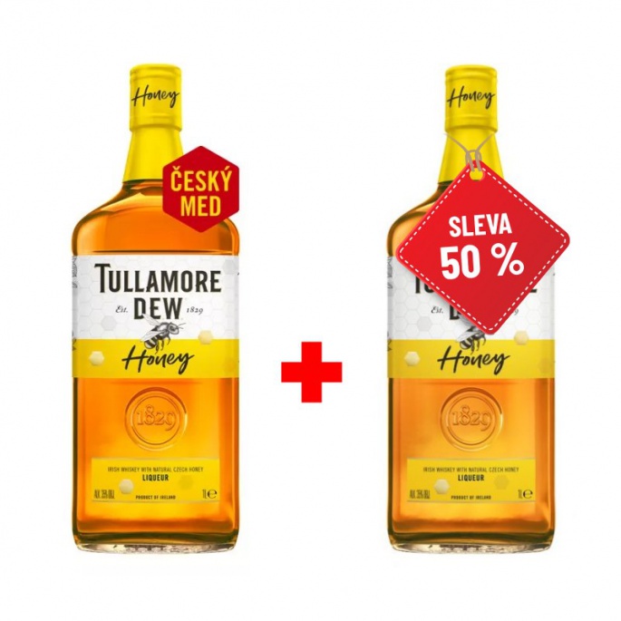 Tullamore D.E.W. Honey s českým medem 1L AKCE 1+1 s druhou lahví za polovinu