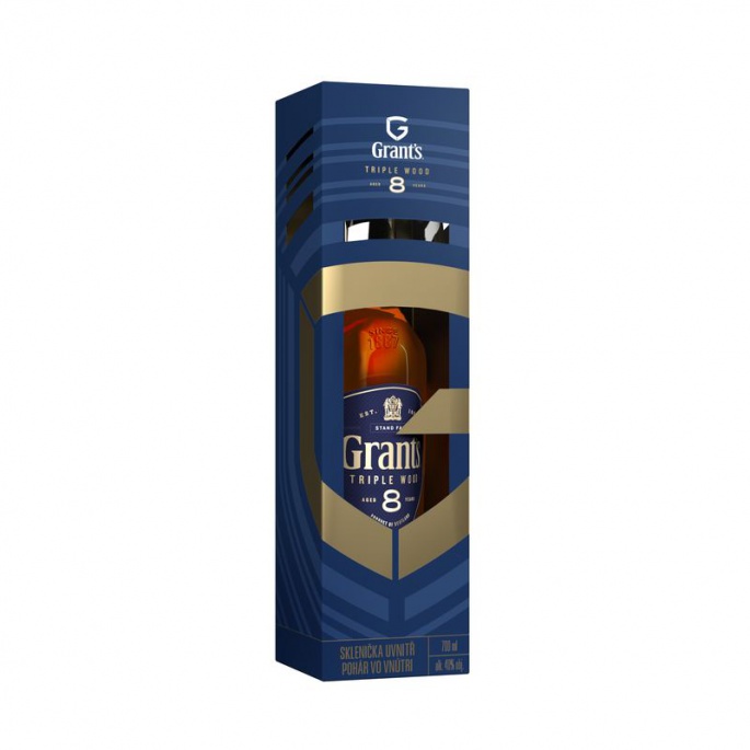 Levně Grant´s Triple Wood 8YO 0,7L 40% v krabičce se skleničkou