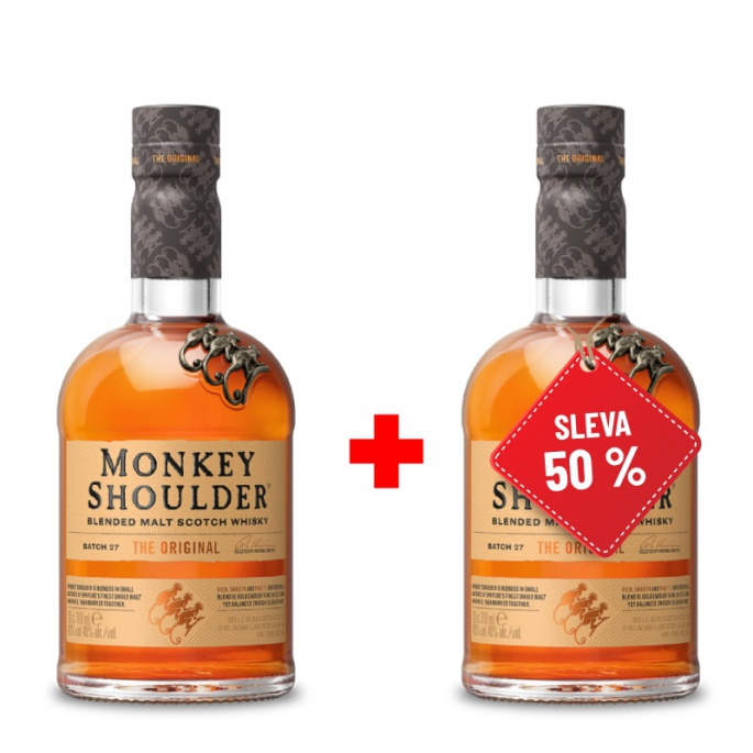 Monkey Shoulder 0,7L 40% AKCE 1+1 s druhou lahví za polovinu