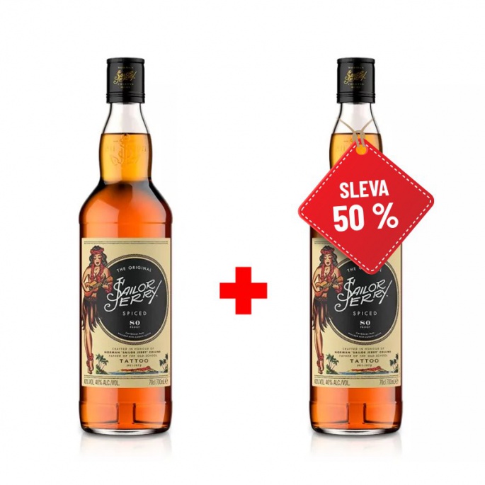 Sailor Jerry Spiced Rum 0,7L 40% AKCE 1+1 s druhou lahví za polovinu