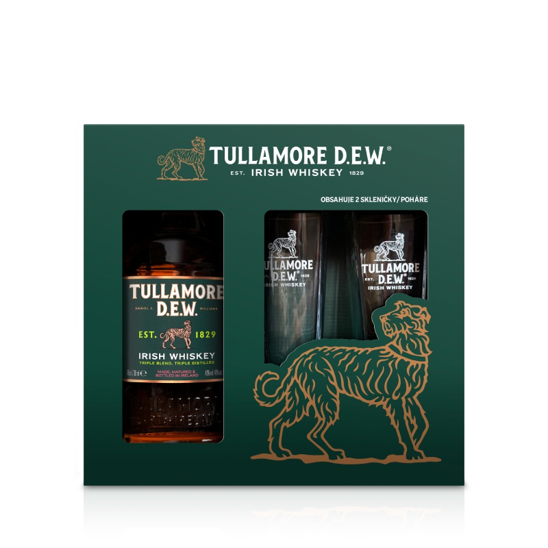 Tullamore D.E.W. 0,7L 40% dárkové balení se dvěma vysokými skleničkami