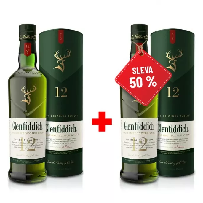 Glenfiddich 12YO 0,7L 40% AKCE 1+1 s druhou lahví za polovinu