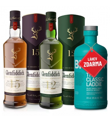 Glenfiddich 15YO 0,7 + Glenfiddich 12YO 0,7L + Bruichladdich Classic Laddie 0,7L ZDARMA