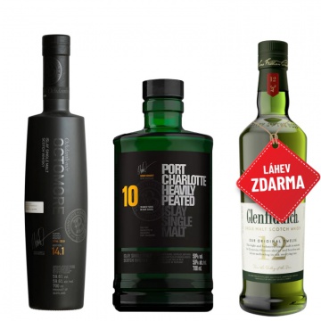 AKCE: Octomore 14.1 0,7L + Port Charlotte 10YO 0,7l + Glenfiddich 12YO 0,7L ZDARMA