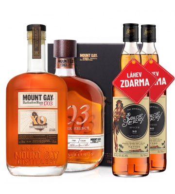 Mount Gay 1703 Master Select 0,7L + Mount Gay XO 0,7L + 2x Sailor Jerry Spiced 0,7L ZDARMA