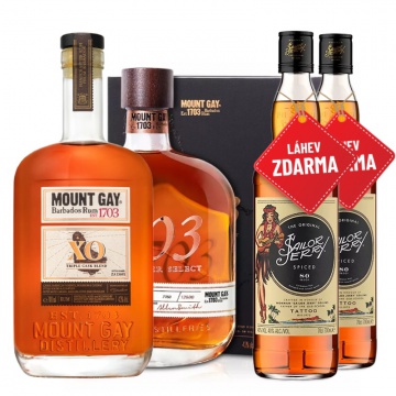 Mount Gay 1703 Master Select 0,7L + Mount Gay XO 0,7L + 2x Sailor Jerry Spiced 0,7L ZDARMA