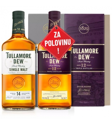 AKCE: Tullamore D.E.W. 14YO Single Malt 0,7L + Tullamore D.E.W. 12YO 0,7L za polovinu
