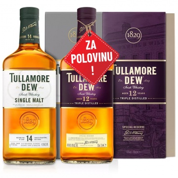 AKCE: Tullamore D.E.W. 14YO Single Malt 0,7L + Tullamore D.E.W. 12YO 0,7L za polovinu
