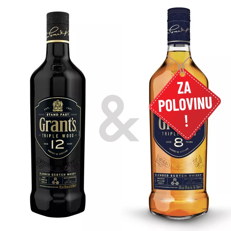 AKCE: Grant´s Triple Wood 12YO 0,7L + Grant´s Triple Wood 8YO 0,7L za polovinu