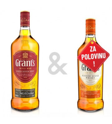 AKCE 1+1 za 50 % - Grant´s Triple Wood 1L + Grant´s Rum Cask Finish 0,7L za polovinu