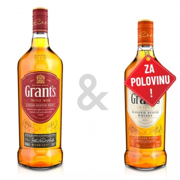AKCE 1+1 za 50 % - Grant´s Triple Wood 1L + Grant´s Rum Cask Finish 0,7L za polovinu