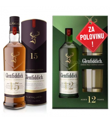 AKCE: Glenfiddich 15YO 0,7L + Glenfiddich 12YO 0,7L se dvěma skleničkami za polovinu