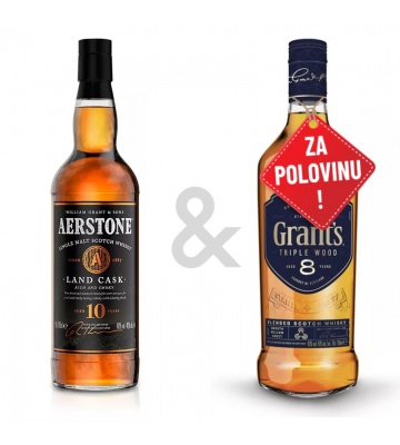 AKCE 1+1 za 50 % - Aerstone Land Cask 0,7L a Grant´s Triple Wood 8YO 0,7L za polovinu